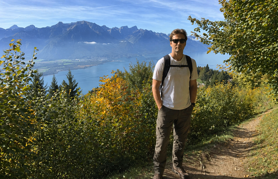 Luke hiking in Switzerland in the late Summer