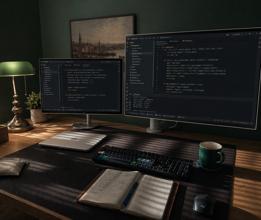 One of the desks in the office